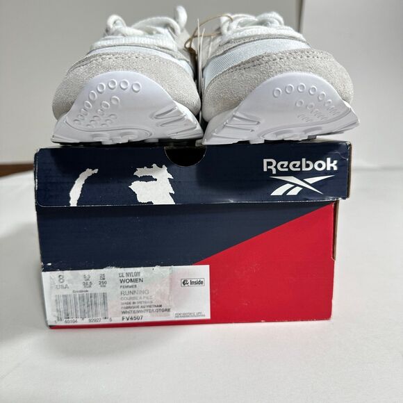 Reebok Womens Sz 8 Classic Suede Nylon White Gray Running Sneakers Shoes - New - Picture 6 of 10